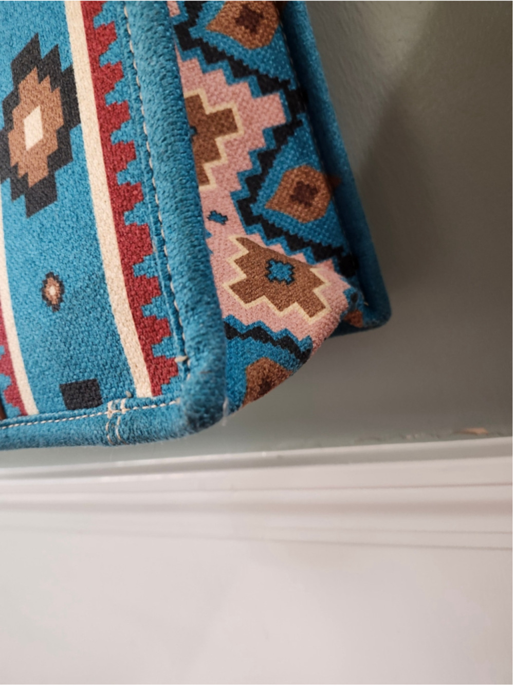 Women's Wrangler Tote Bag One Size Blue Brown Southwestern Pattern - Picture 3 of 15